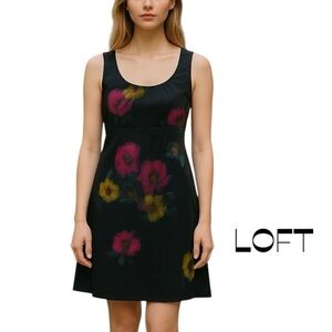 LOFT Black Floral Dress Size 4